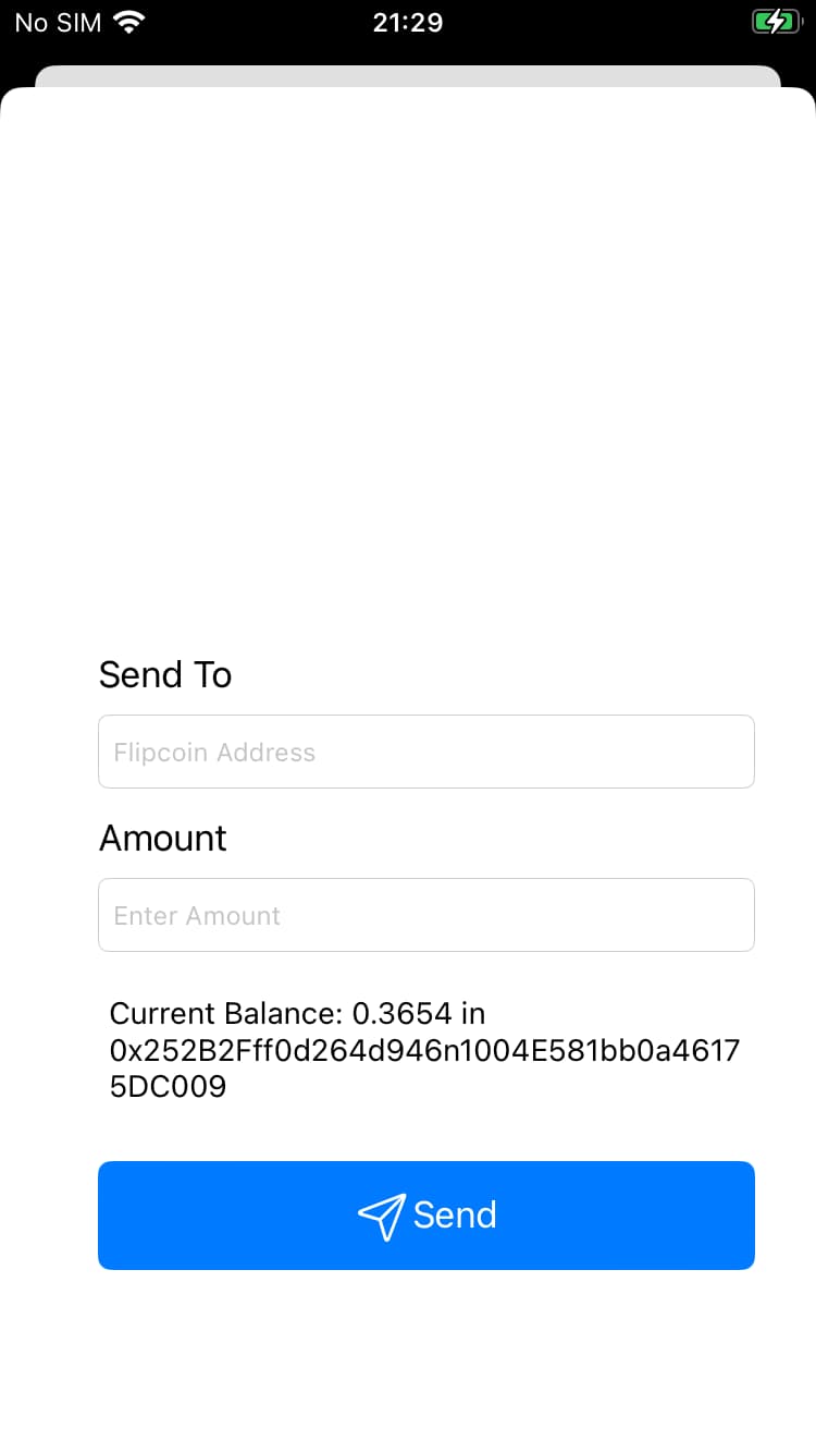 Flipcoin Wallet send screen.