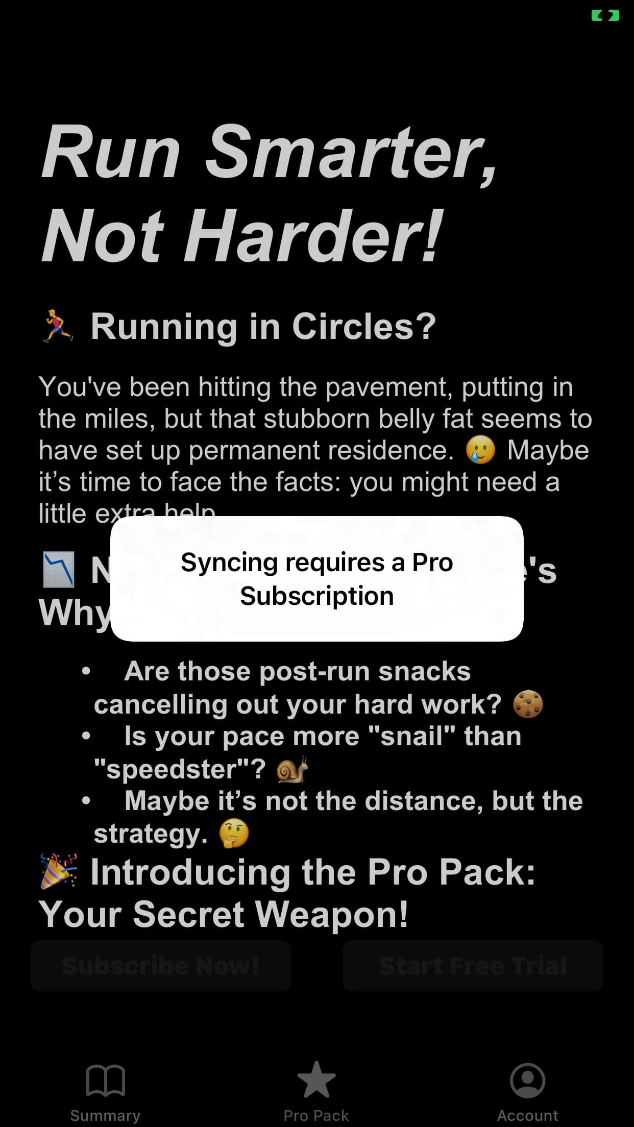 Runtime pro required screen