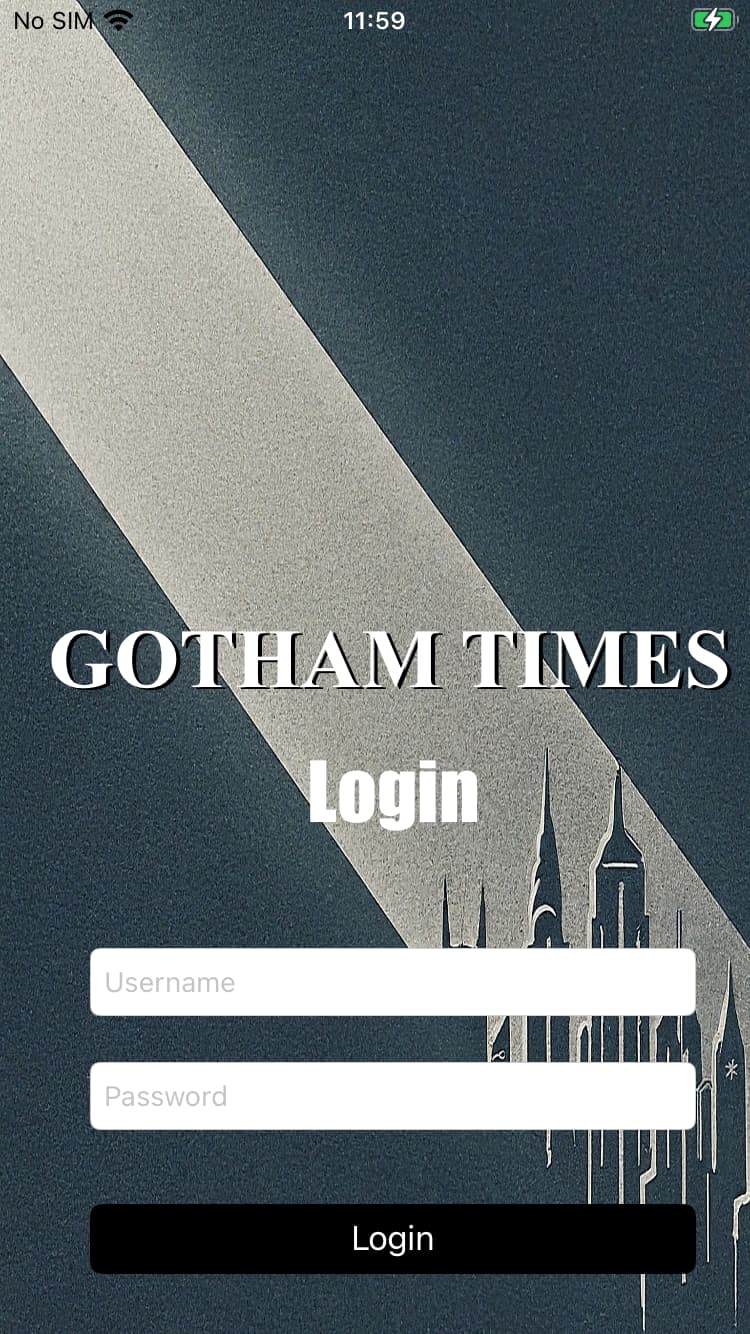 Login screen