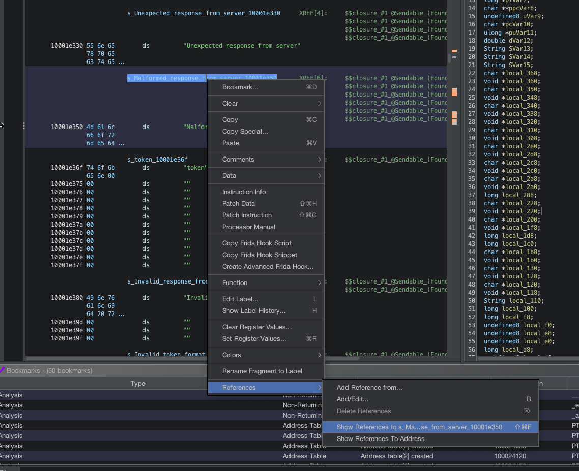 Runtime malformed string search
