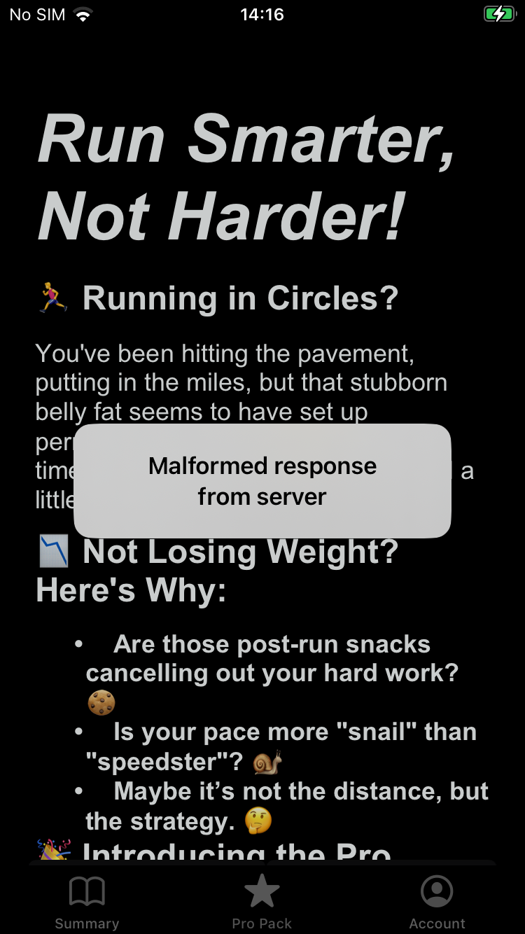 Runtime health malformed