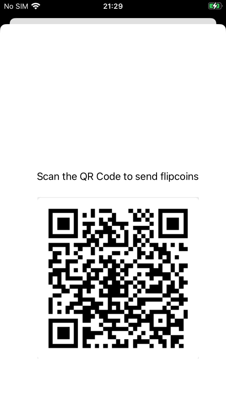 Flipcoin Wallet receive screen.