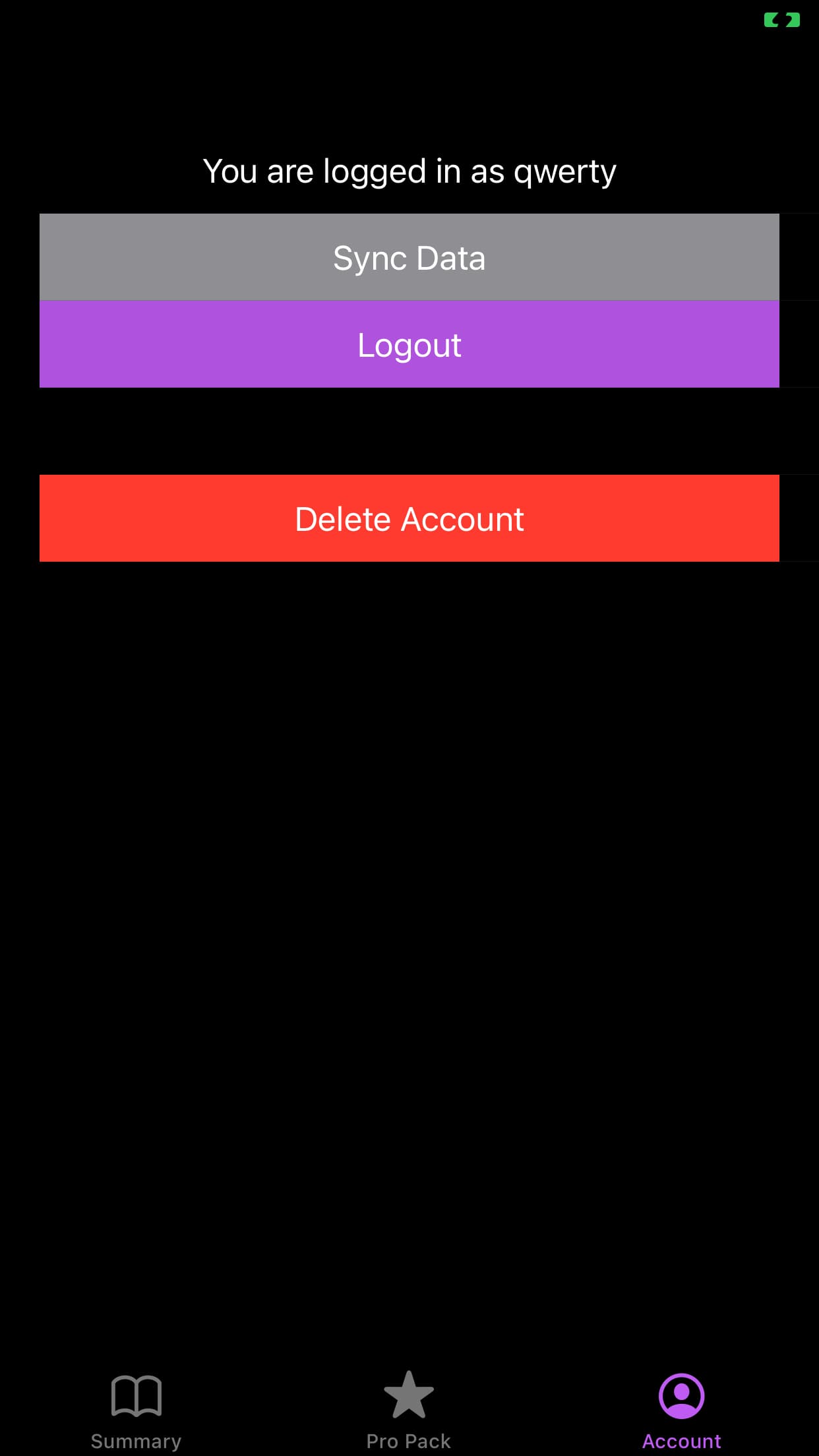 Runtime profile screen